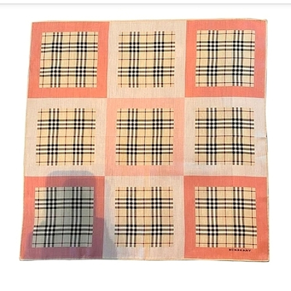 🍑 Burberry "Pastel Quilt" Nova Check Mini Scarf  Handkerchief NEW